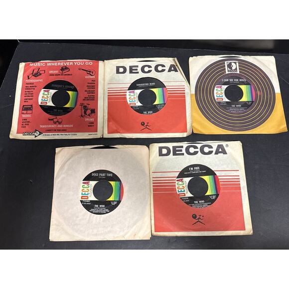 The Who Lot of 5 45 RPM Vinyl Record Someone’s Coming I’m Free Dogs Part Two - Picture 1 of 3